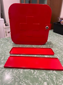 Vintage 1999 IKEA Gunnern Red Metal first aid Cabinet - Rare Complete Set with 2 Original Keys!