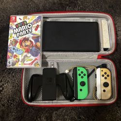 Zelda OLED Switch + Mario Wonder + Super Mario Party + Case | 2 Right Joy-Cons | Zelda Dock