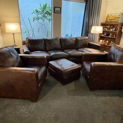 Leather Sofa Set with 2 Chairs