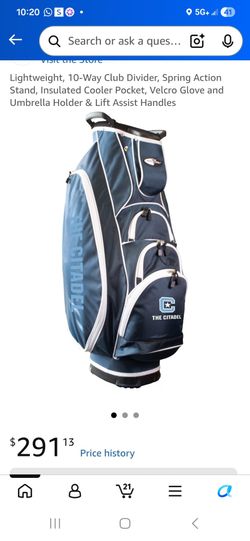 Lightweight, 10-Way Club Divider, Spring Action Stand, Insulated Cooler Pocket, Velcro Glove and Umbrella Holder & Lift Assist Handles