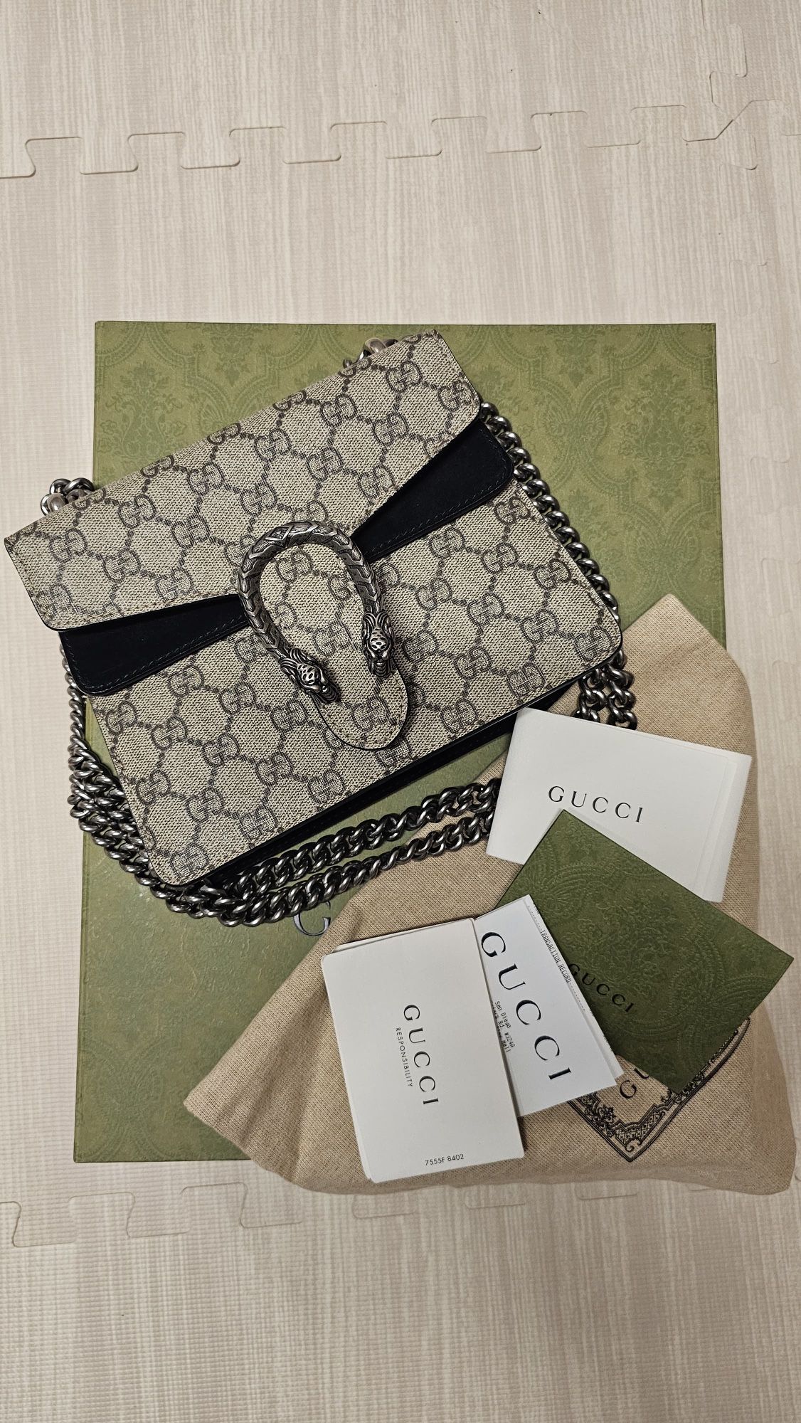 Authentic Gucci Dionysus Small Shoulder Bag – GG Supreme Canvas, With Receipt