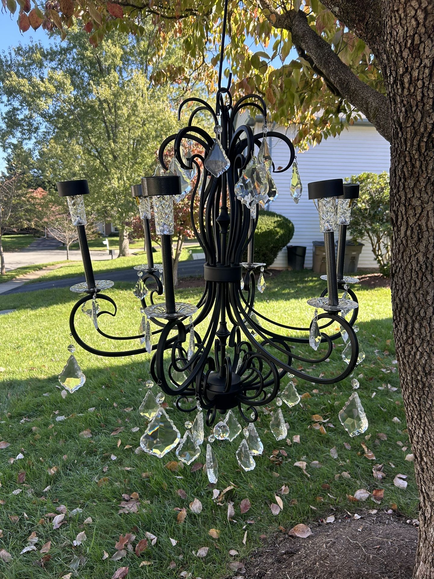 Gorgeous Crystal Outdoor Solar Chandelier