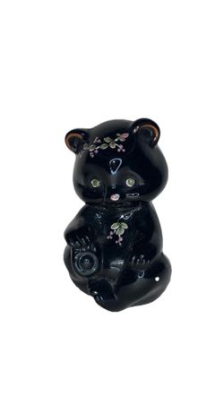 Vintage Fenton Hand Painted Black Bear
