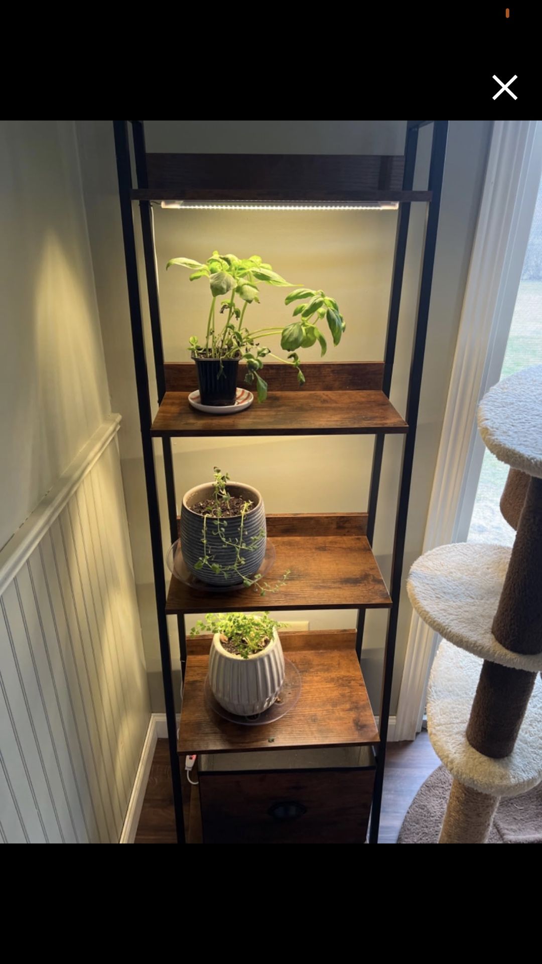 Rustic 4-tier ladder shelf