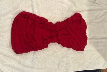 Red scrunched dress