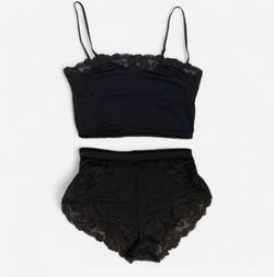 Victoria’s Secret , black lace trim set, size S