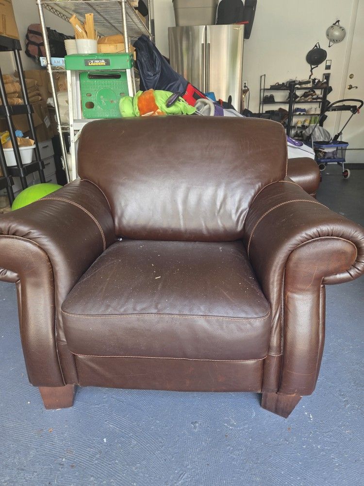 Classic Brown Leather Armchair