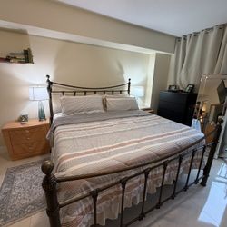 Complete King Bedroom Set With Nightstands X2, Dresser, Mirror, Bedframe, Boxsprings, And King Mattress From casper
