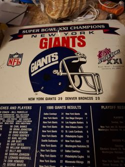NY Giants Super Bowl XXI Champions Commemorative Plaque