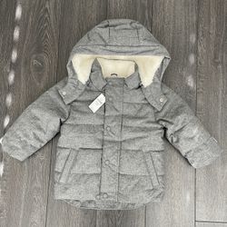 Brand New Gray GAP Toddler Coat Sherpa Lined 18-24 Month Winter Spring Jacket