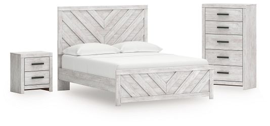 Cayboni Whitewash Queen Panel Bed, Chest and Nightstand (Online Special Price)
