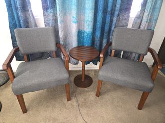 FAGAGA Mid-Century Modern Accent Chair Set of 2 with Matching Table (Grey) – $25