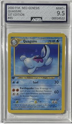 Pokemon Quilava 1st Edition Neo Genesis #47 AGS 9 .5 MINT)