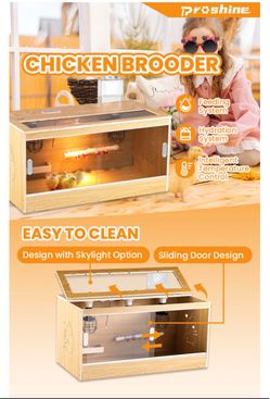 Brooder for Chicks, 32" Chicken Brooder with Feeder & Waterer Upgrade Sliding Door Design, Super Easy to Clean Up to 30 Chicks 32" L x 16" W x 16" H