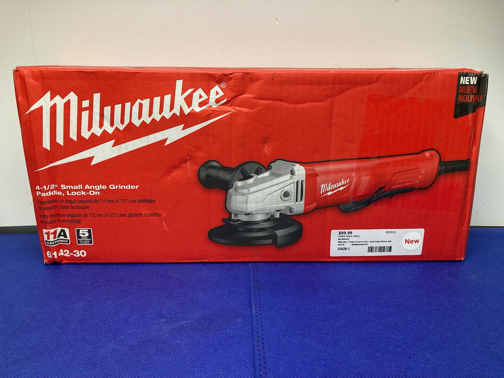 Milwaukee 6142-30 11 Amp Corded 4-1/2" Small Angle Grinder with Lock-On Paddle Switch NEW