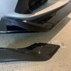 2 of 5PC Front Bumper Lip Body Kit Spoiler 5VM Style Fits 2000-2025 Chevy Corvette C8  Painted Anti-UV Gloss Black New