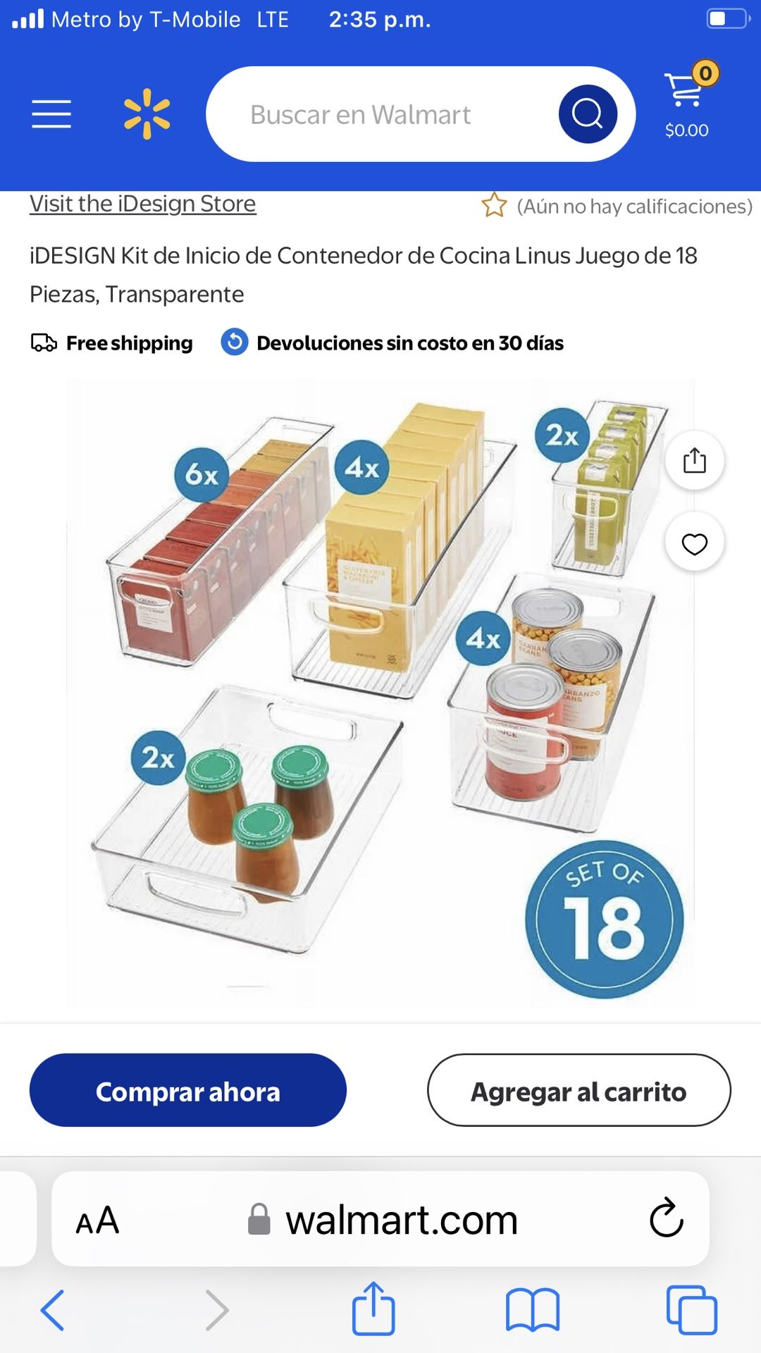 iDESIGN Kit de Inicio de Contenedor de Cocina Linus Juego de 18 Piezas, Transparente