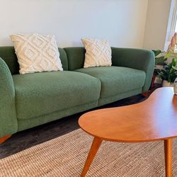 87" Forest Green Cloud Couch Plush Sherpa Sofa - $595 OBO
