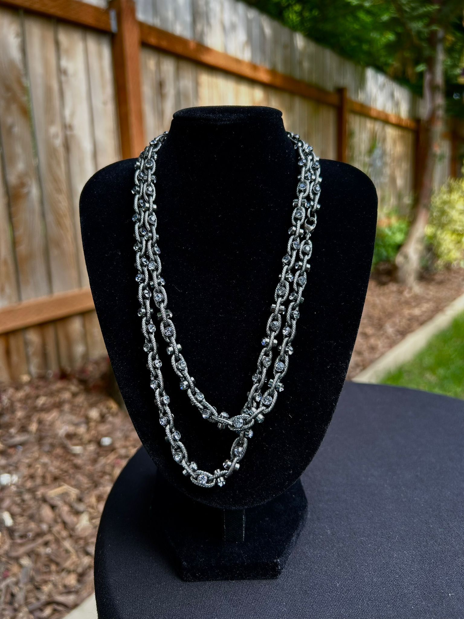 Vintage Gunmetal Crystal Necklace – Pre-Owned, Great Condition