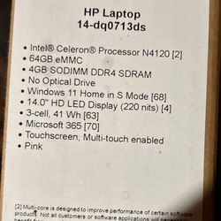 New Pink HP Laptop Size 14.0”