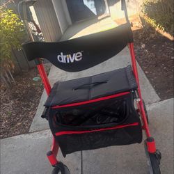 Drive Medical RTL10266 Nitro Euro-Style 4-Wheel Rollator Walker with seat.