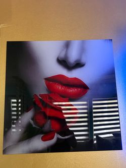 "Set of 3 Modern Red Lips Acrylic/Glass Wall Art - Glam Contemporary Decor"