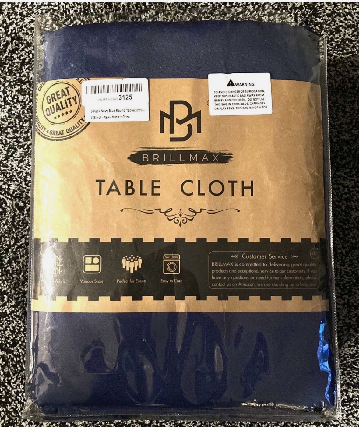 Navy Blue Round Tablecloth