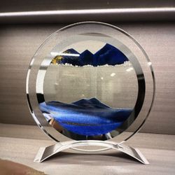 3D Hourglass Art Decorative Ornaments, Flowing Sand Motion Scenery Glass Desktop Room Ornament Craft