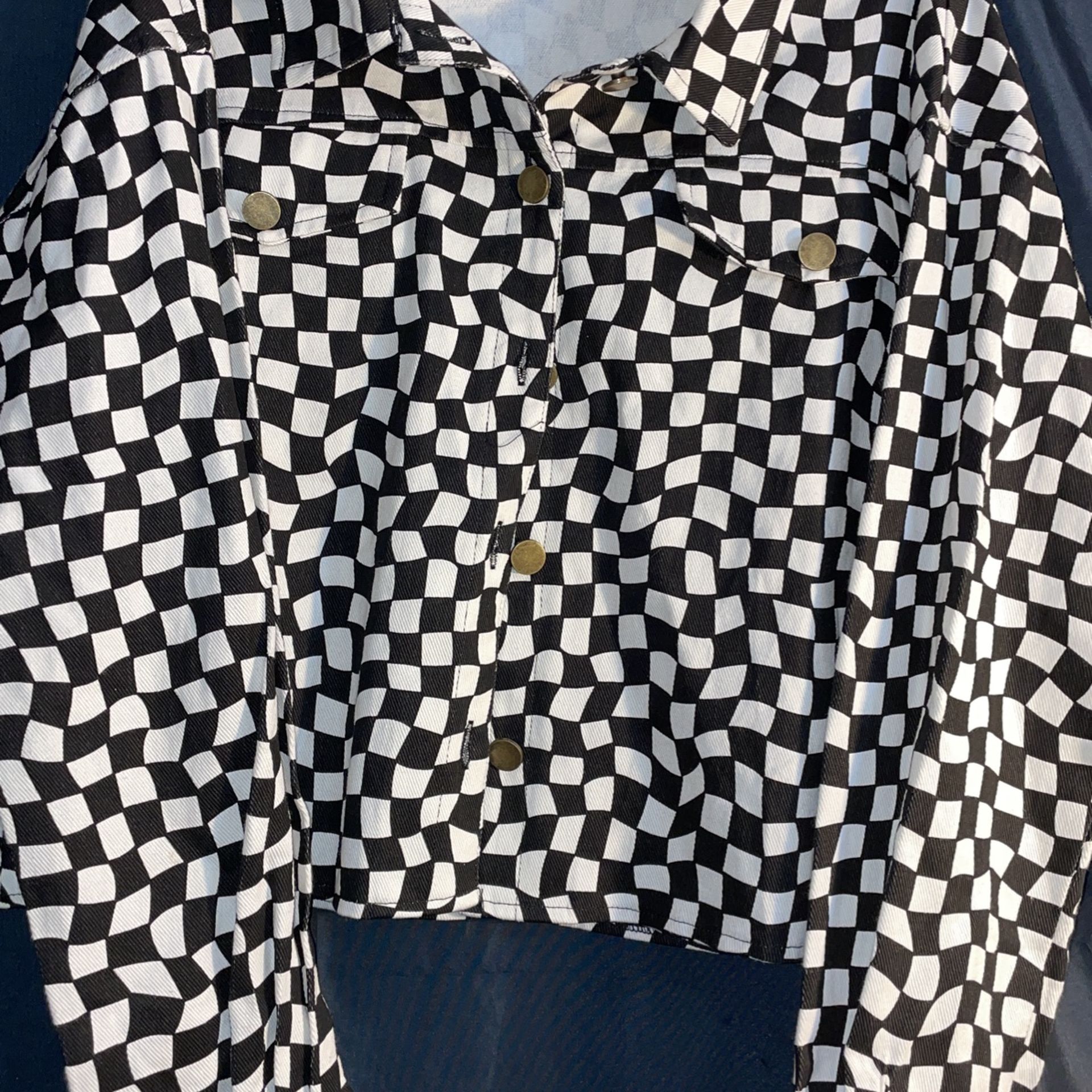Checkered Denim Jacket