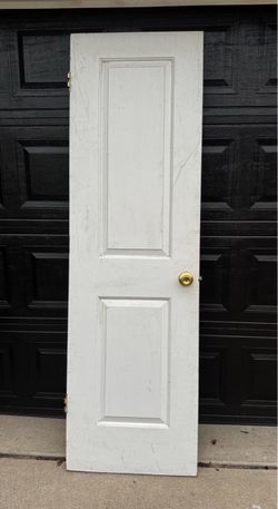 24” x 80” White 2-Panel Interior Door Slab w/ Knob & Hinges – 2’ x 6’8”