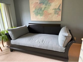 Black Rattan Day Bed with custom Down Cushion