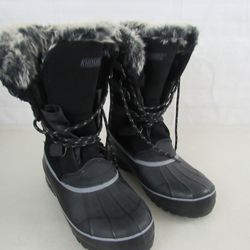 KHOMBU Womens North Star Black Suede-Leather Winter Snow Boots Sz 9M


