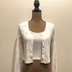Women’s Cropped Tank Top & Cardigan Size Medium