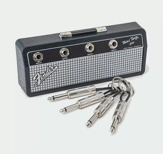 Pluginz Jack Rack Fender Black Face Guitar Amp Plug Key Chain Ring Holder