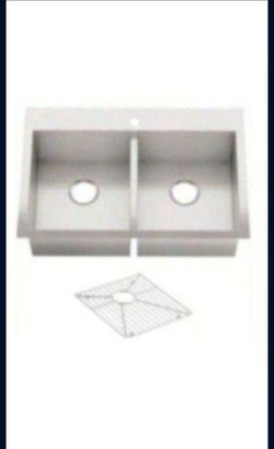 KOHLER Vault Drop-In/ Dual Mount Stainless Steel 33 in. 1-Hole Double Basin Kitchen Sink2