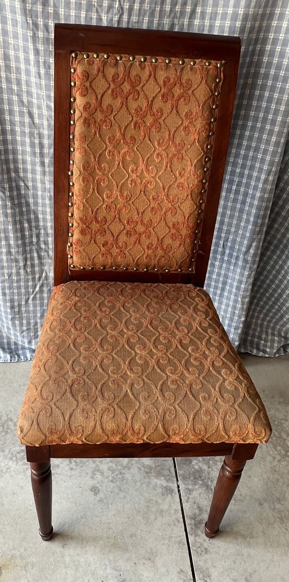 Antique Chair, Maroon, And Gold Tapestry