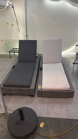 Moving sale!! $75 each !! assembled Outdoor Patio Recline Lounge Chaise Wicker Metal Frame With Thick Cushion