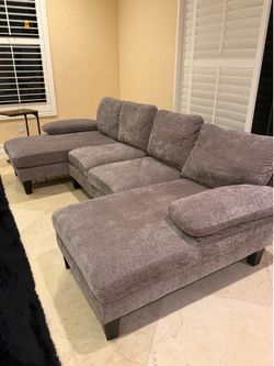 Modern Gray Sectional Sofa with Double Chaise