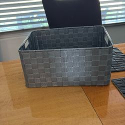 Grey Woven Basket 16 X11