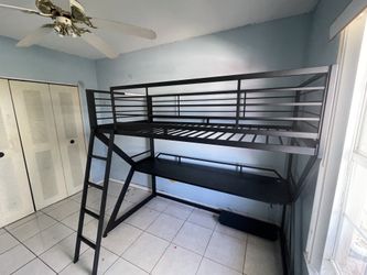 Kids Carbon Optix Black Full Gaming Loft Bed With LED Lights And Accessories