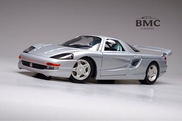 RARE 1991 Mercedes-Benz C-112 Concept Supercar, silver, 1:18 Diecast model car from Guiloy, made in Spain