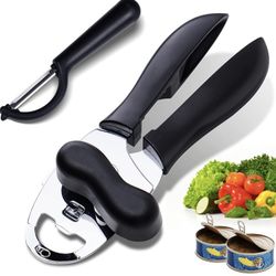 Can Opener Handheld, [UPGRADED]4-in-1 Multi-Utility Can Openers: Smooth Edge Safety Can Top Remover, Stainless Steel Manual Can Openers with Comfy Gri