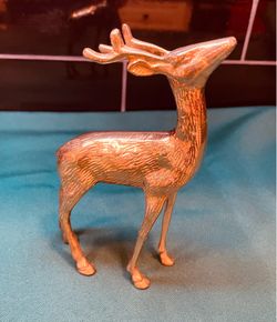 Vintage RARE solid brass spotted deer with antlers figurine