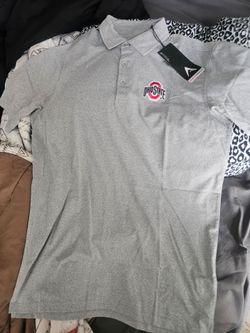 Antigua Ohio State Buckeyes Gray Collared Polo Shirt Short Sleeve Size S