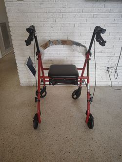 Brand New Drive Medical 4-Wheel Rollator Walker with Seat (Red)