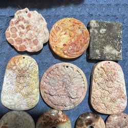Coral Jade Gemstone Pendents 