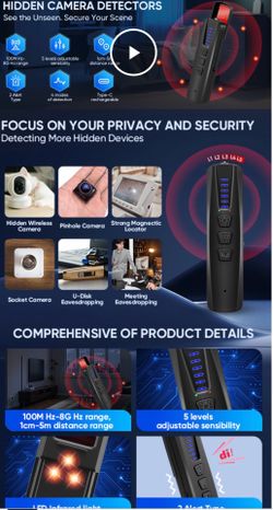 Hidden camera gps tracker detector