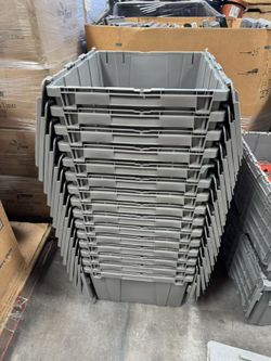 ORBIS Attached Lid Plastic Storage Bins / Moving Totes (Price For Each, 4 Pcs Left)