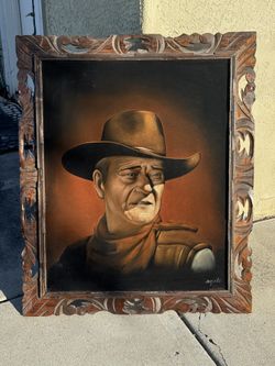 Vintage John Wayne Black Velvet Painting
