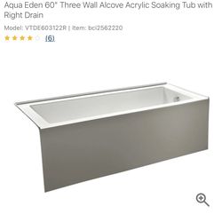 Brand New 60” White Bathtub - Never Installed